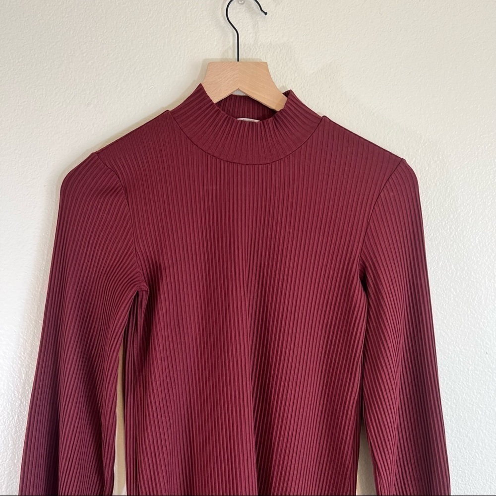 Aritzia Wilfred Ribbed Burgundy Dress - Picture 4 of 6